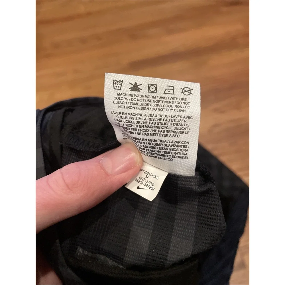 Nike‎ Golf Men's Dri Fit Golf Shorts Black Plaid Size 34 Stretchy Performance